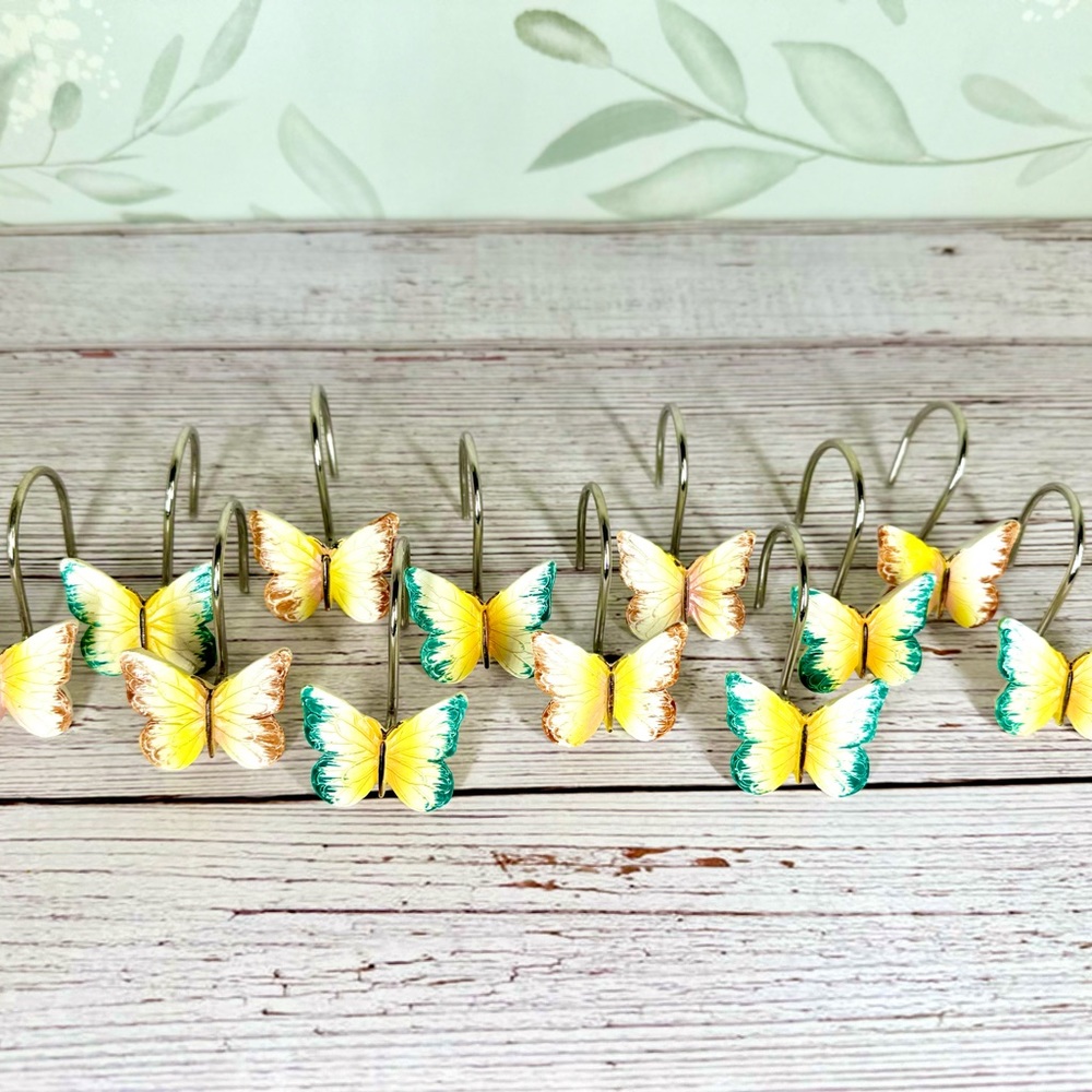 Butterfly Shower Curtain Hooks, Set of 12